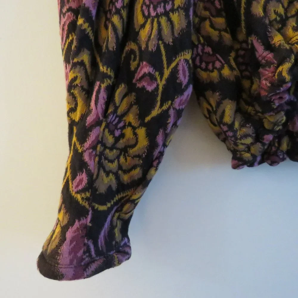 FREE PEOPLE No Ordinary Floral Puff Sleeve Top in Black Combo - Size XS - Picture 6 of 16